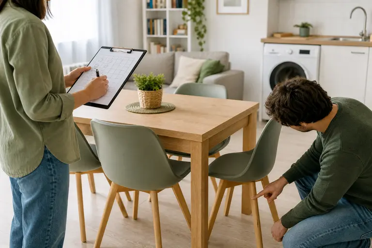 Inventario mobili: verifica dettagliata degli arredi durante la consegna di una casa arredatata