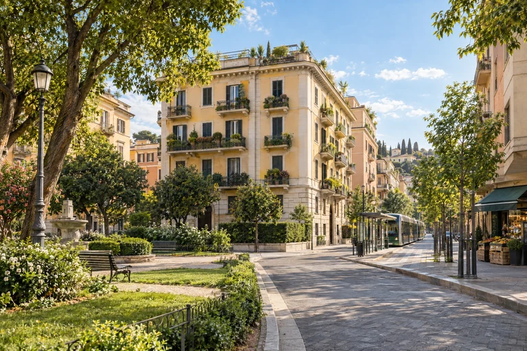 Quartiere residenziale con parco, trasporti e servizi vicini a un appartamento in vendita