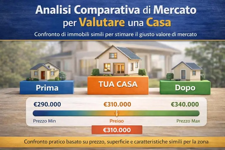 Grafico che mostra un'analisi comparativa di mercato per la valutazione di una casa